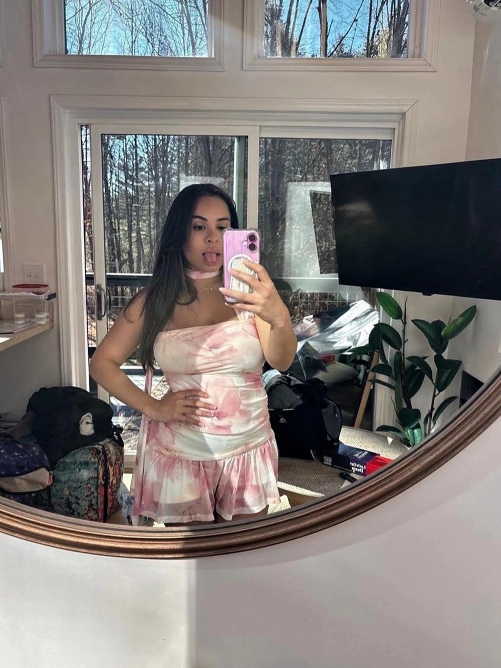 Pink & White Tie-Dye Tank Top